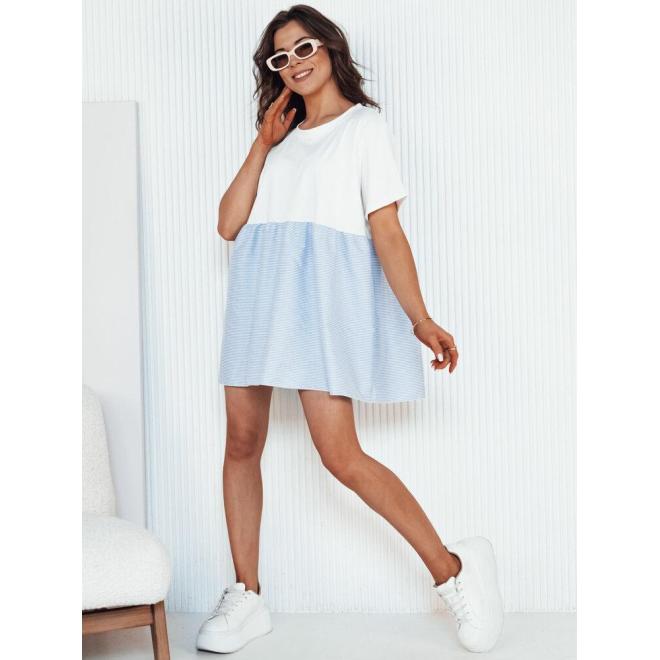 Volné dámské mini šaty bílo-modré barvy