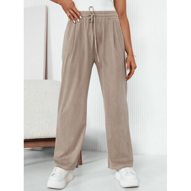 Levně Dámské široké kalhoty v béžové barvě, uy2037-L/XL L/XL