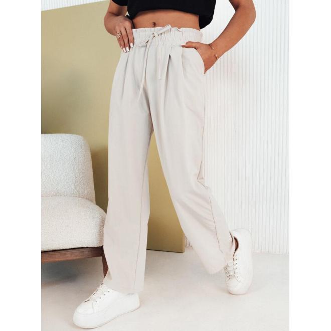 Levně Béžové volné dámské kalhoty, uy2052-L/XL L/XL