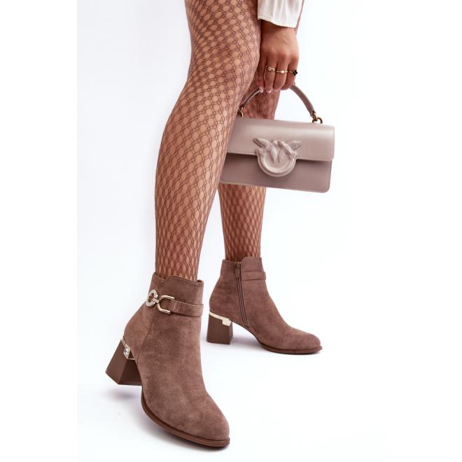 Semišové béžové holínky pro dámy