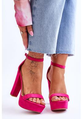Růžové sandály na podpatku pro dámy