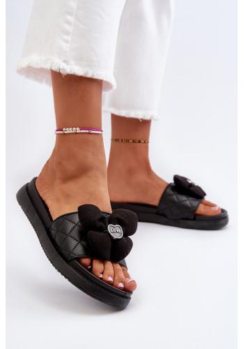 Pantofle s mašlí v černé barvě