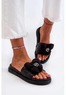 Pantofle s mašlí v černé barvě