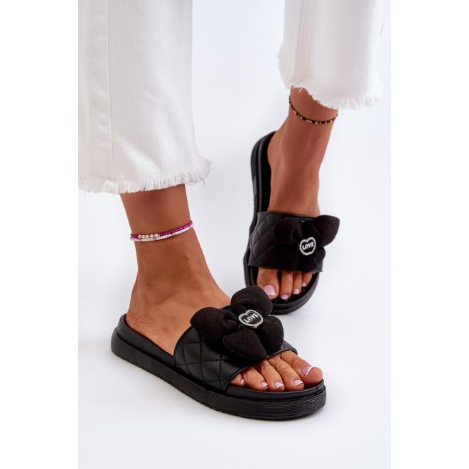 Pantofle s mašlí v černé barvě