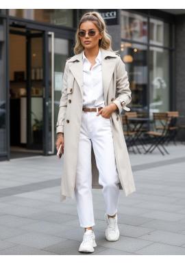 Béžový dámský dvouřadý trenčkot TY5351