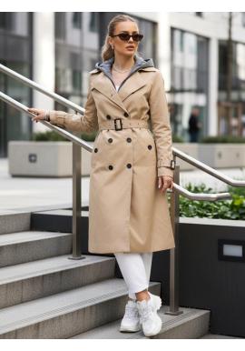 Světle hnědý dámský trenčkot s páskem TY5656