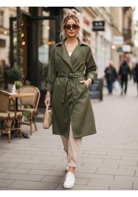 Dámský dlouhý zelený trenčkot TY5674
