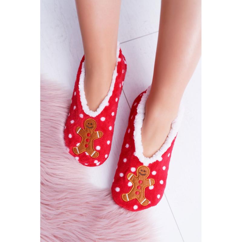 Červené vianočné papuče s perníkom pre dámy