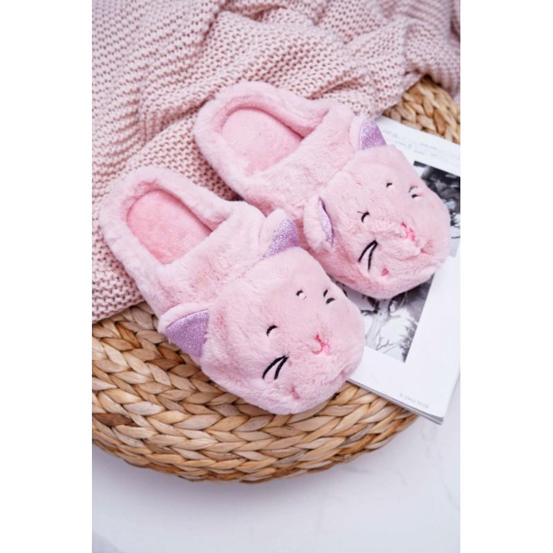 Ružové mačacie papuče s ušami pre dámy