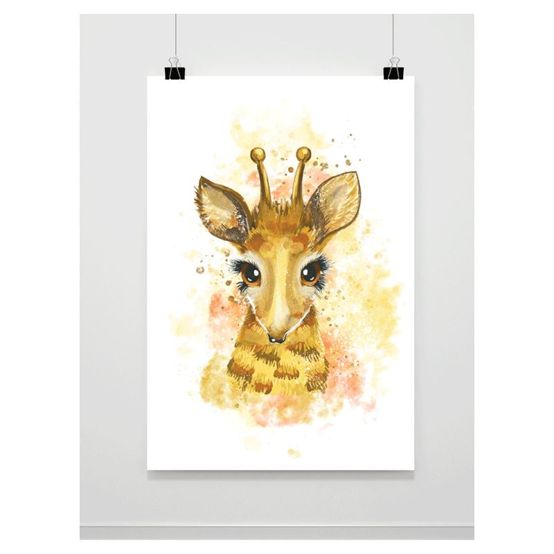 Levně Akvarelový Dekorační Plakát se žirafou, PP183 A3