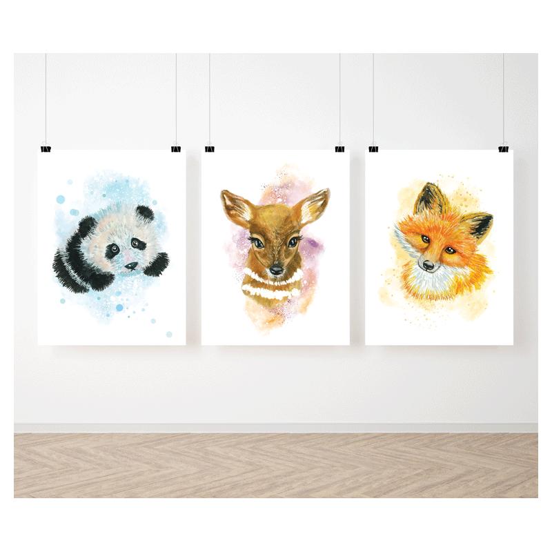 Levně Akvarelové sada závěsných plakátů s lesními zvířátky, PP238 A3