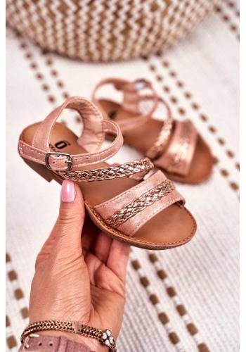 Elegantní dětské sandálky růžovo-zlaté barvy ve výprodeji