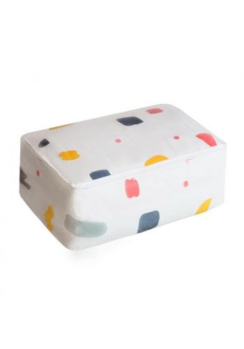 Bílý box na hračky s barevným potiskem a zapínáním na zip
