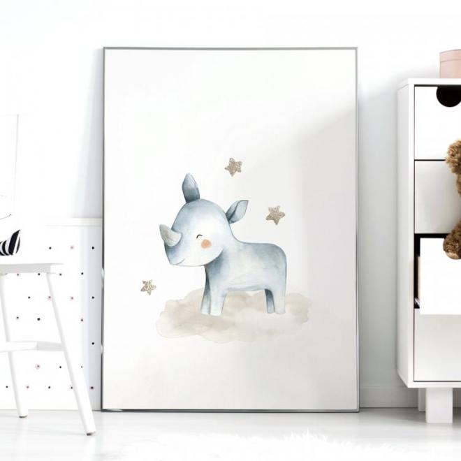 Levně Plakát do dětského pokoje s motivem nosorožce, P080 A3