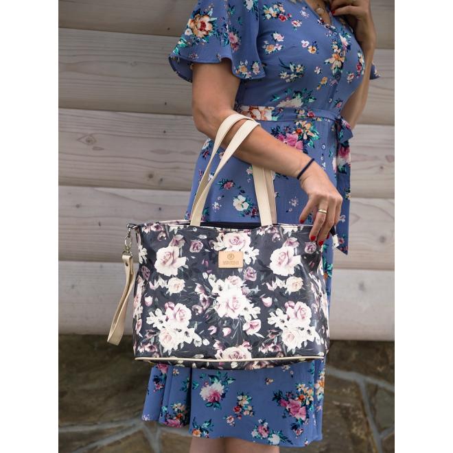 Příruční taška na kočárek s vintage květy