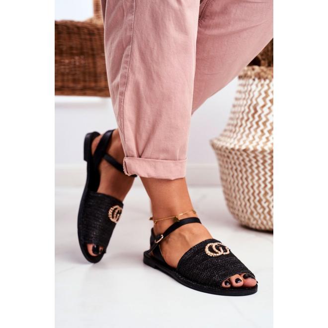 Černé pletené sandály pro dámy