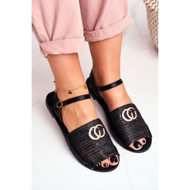 Černé pletené sandály pro dámy