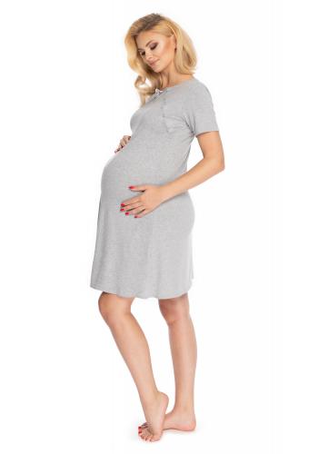 Těhotenská a kojící noční košile s dětskými nohama na břiše v šedé barvě