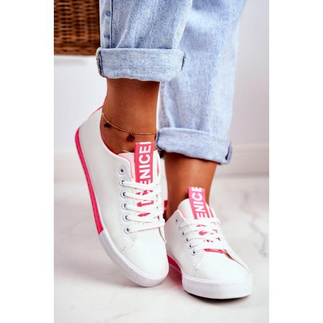 Růžovo-bílé stylové tenisky pro dámy
