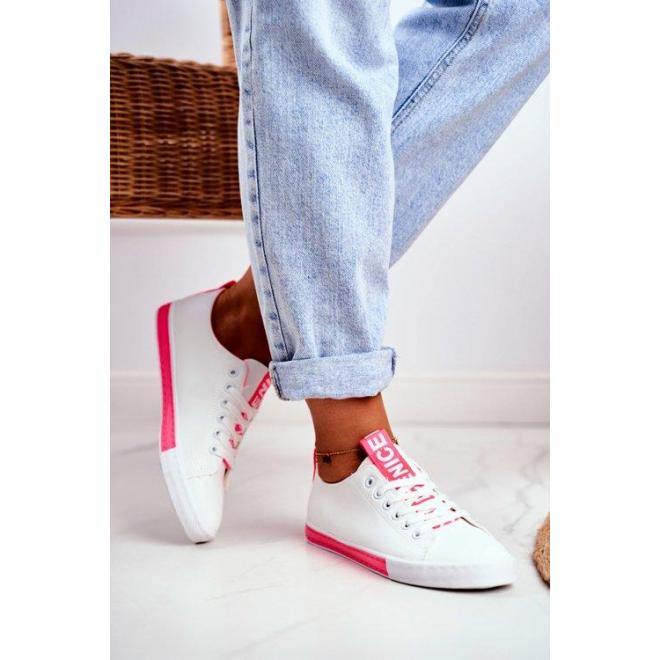 Růžovo-bílé stylové tenisky pro dámy
