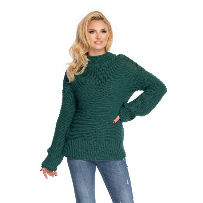 Levně Pohodlný dámský svetr s volnými rukávy v zelené barvě, PKB1075 70032 UNI
