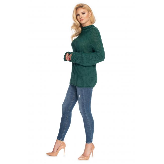 Pohodlný dámský svetr s volnými rukávy v zelené barvě