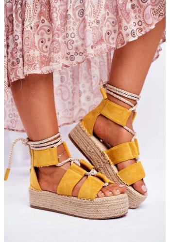 Žluté stylové dámské sandály na platformě