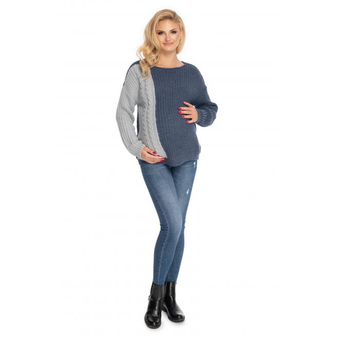 Klasický těhotenský svetr v jeansové barvě