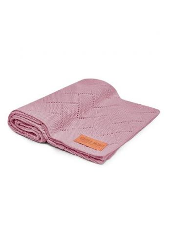 100% bambuová pletená deka v růžové barvě