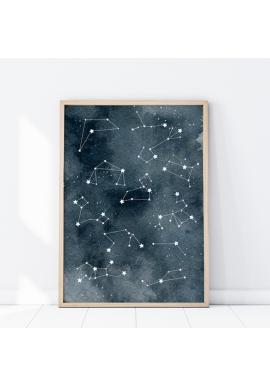Vesmírný plakát s hvězdnými souhvězdími