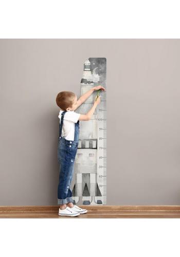 Dětský výškový metr na zeď s vesmírným motivem rakety