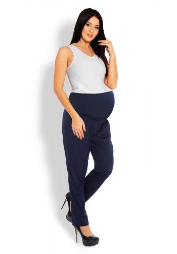 Materské tehotenské nohavice so zvýšeným pásom v sivej farbe