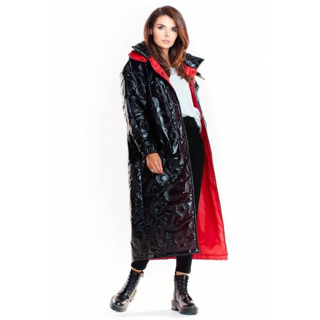 Černý dlouhý plášť s oversize střihem pro dámy