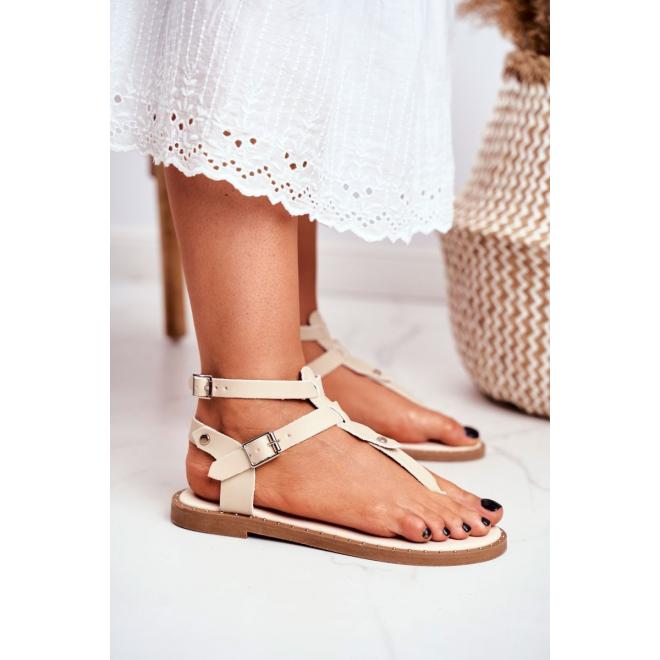 Módní dámské sandály v béžové barvě