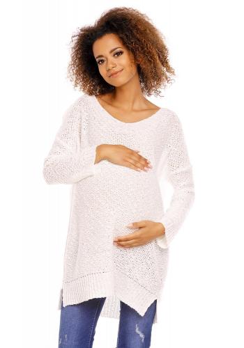 Těhotenský krémový klasický svetr s kuličkami ve slevě