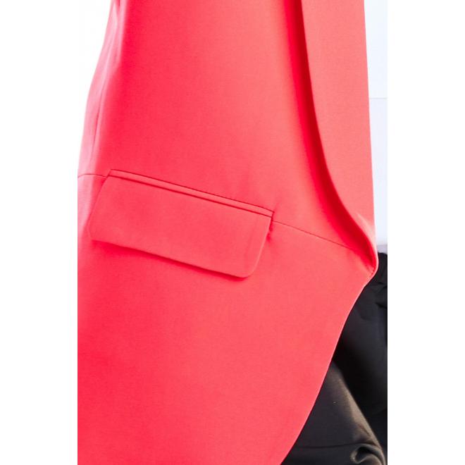 Volné dámské sako růžové barvy bez zapínání