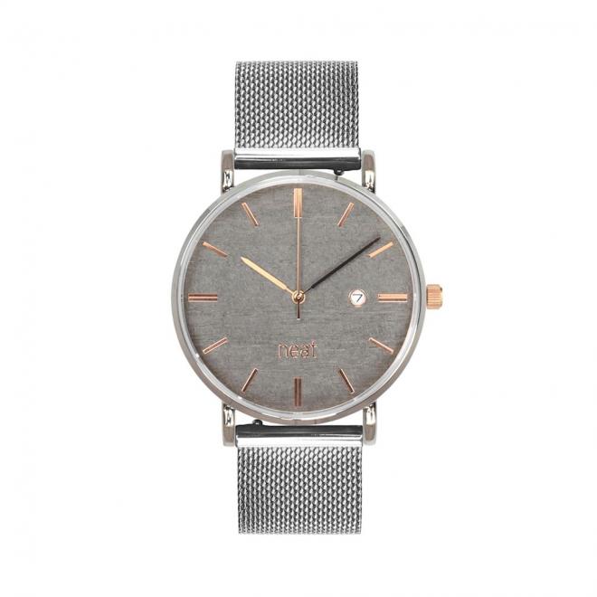 Módní dámské hodinky stříbrno-šedé barvy s kovovým řemínkem
