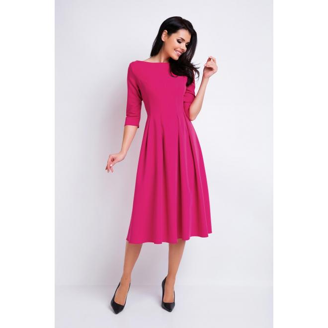 Levně Krásné dámské šaty růžové barvy s rozšířenou sukní, A159 XL