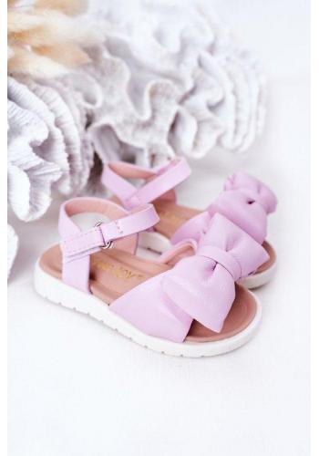Trendy dětské sandálky s mašličkou ve fialové barvě