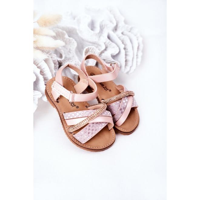 Trendy dětské sandály s flitry Black Becky v růžové barvě