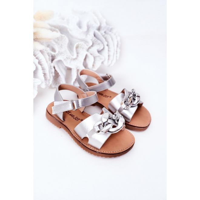 Trendy dětské sandály s řetízkem ve stříbrné barvě