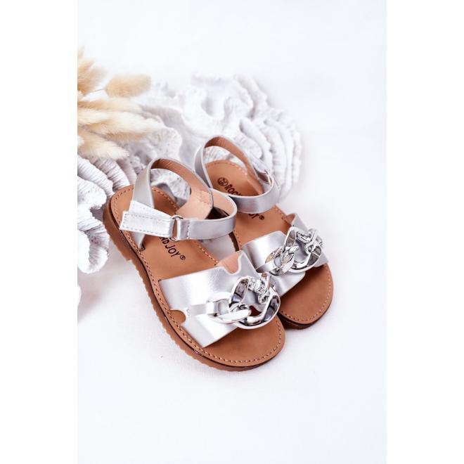 Trendy dětské sandály s řetízkem ve stříbrné barvě