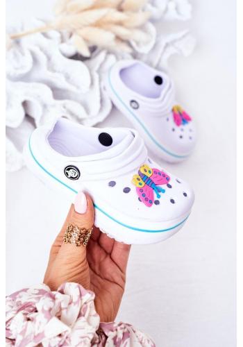 Trendy dětské gumové pantofle v bílé barvě