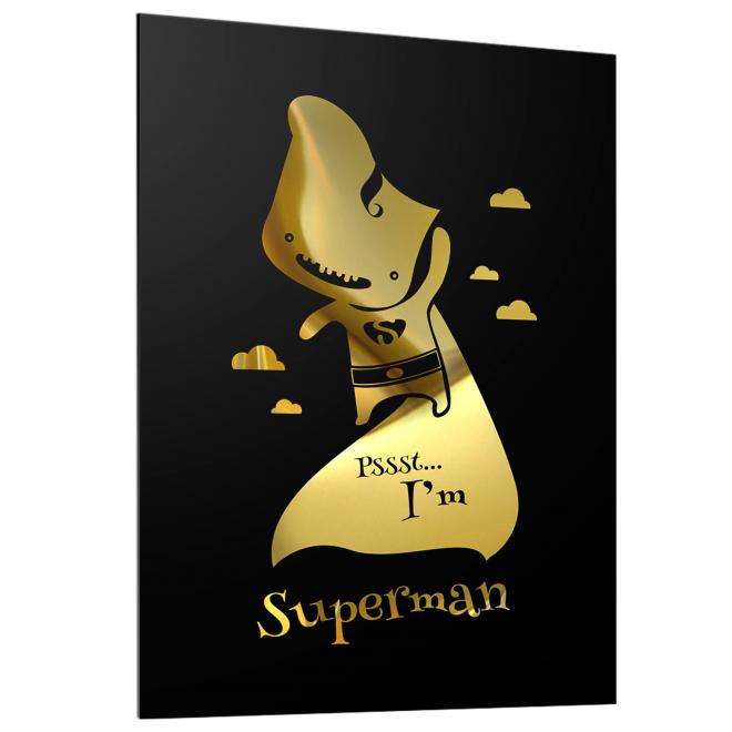 Levně Černý plakát pro děti se zrcadlovou grafikou zlatého Supermana, PP366 A4