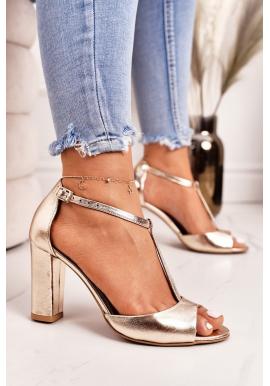 Módne dámske sandále značky Laura Messi v zlatej farbe