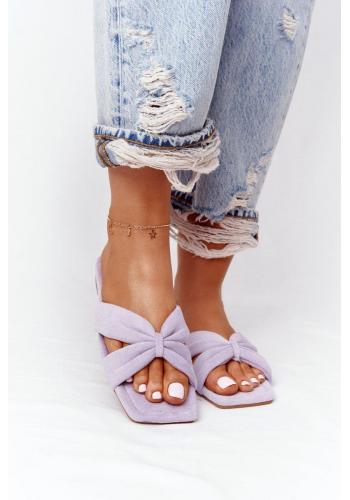 Velurové fialové pantofle pro dámy
