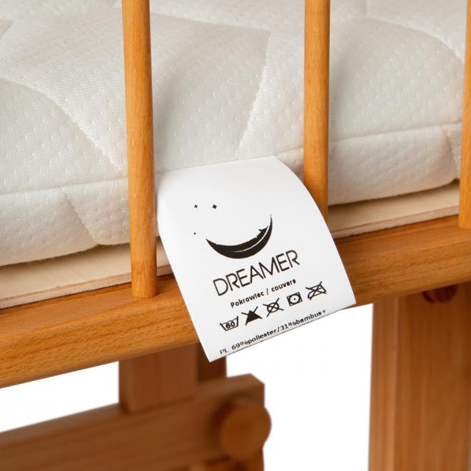 Kolébka DREAMER Premium pro miminka s hořčicovým matrací - přírodní buk