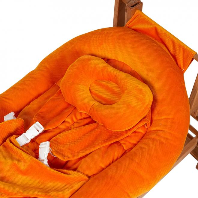 Dřevěná kolébka DREAMER Premium pro miminka s oranžovým matrací - bílý buk