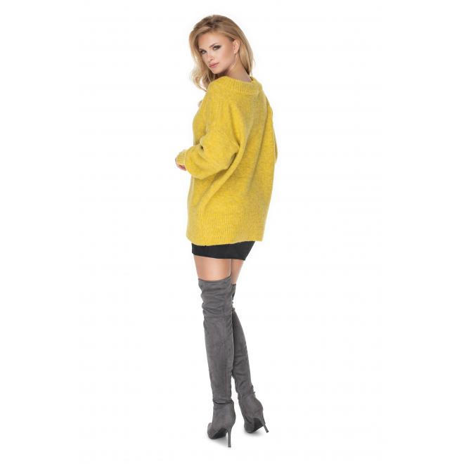 Módní dámský oversize svetr ve žluté barvě