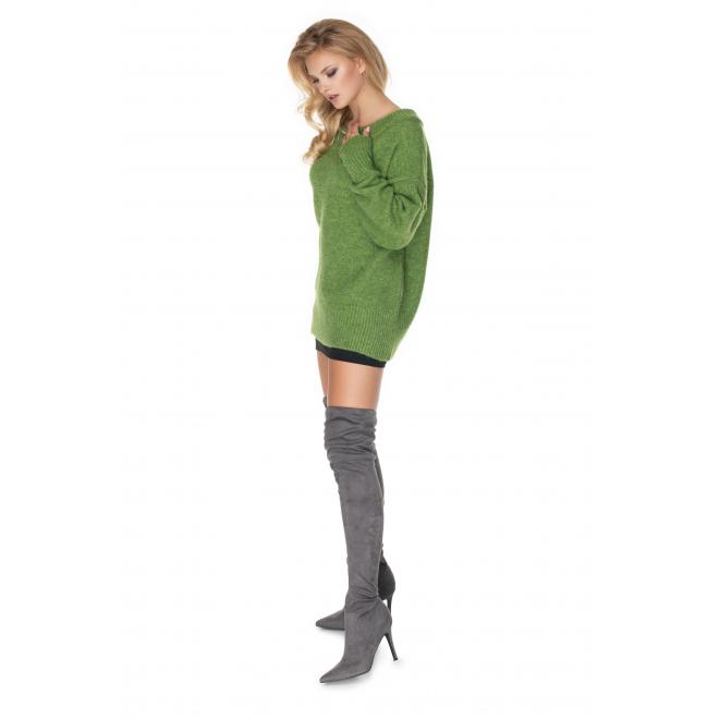 Zelený módní oversize svetr pro dámy